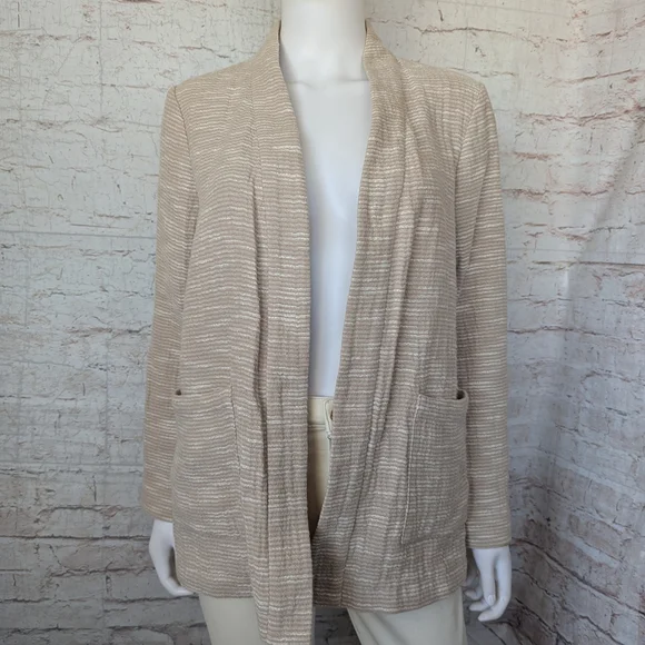 Eileen Fisher Rhythmic Cotton Slub Kimono Jacket in a natural beige color - Picture 3 of 13